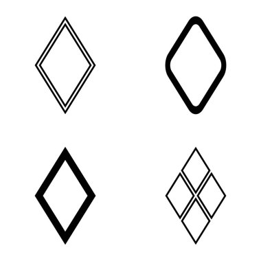 Rhombus Düz Simge Seti Beyaz Arkaplanda İzole Edildi