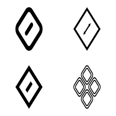 Rhombus Düz Simge Seti Beyaz Arkaplanda İzole Edildi