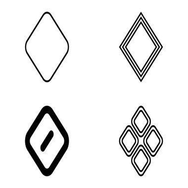 Rhombus Düz Simge Seti Beyaz Arkaplanda İzole Edildi