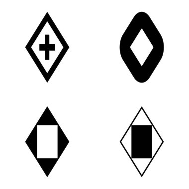 Rhombus Düz Simge Seti Beyaz Arkaplanda İzole Edildi