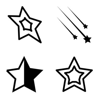 Yıldız1-2 Yıldız Şelalesi Düz Simge Seti Beyaz Arkaplanda İzole Edildi