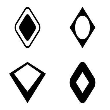 Rhombus Düz Simge Seti Beyaz Arkaplanda İzole Edildi