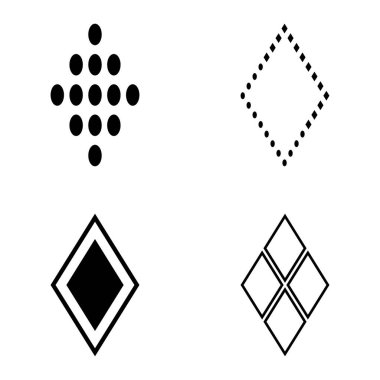 Rhombus Düz Simge Seti Beyaz Arkaplanda İzole Edildi