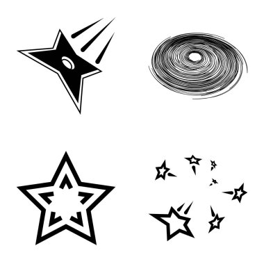 Yıldız1-2 Yıldız Şelalesi Düz Simge Seti Beyaz Arkaplanda İzole Edildi