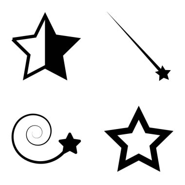 Yıldız1-2 Yıldız Şelalesi Düz Simge Seti Beyaz Arkaplanda İzole Edildi