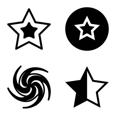 Yıldız1-2 Yıldız Şelalesi Düz Simge Seti Beyaz Arkaplanda İzole Edildi