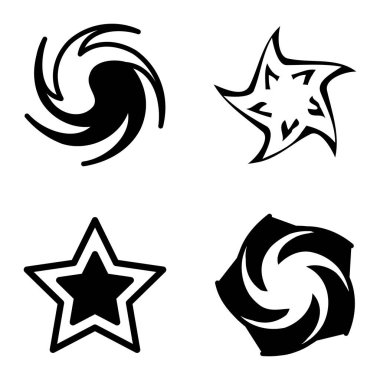 Yıldız2 Düz Simge Seti Beyaz Arkaplanda İzole Edildi