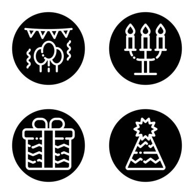 Kutlama _ glyph Düz Simge Seti Beyaz Arkaplanda İzole Edildi