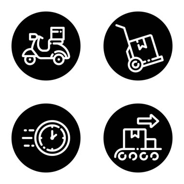 Teslimat _ glyph Düz Simge Seti Beyaz Arkaplanda İzole Edildi