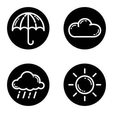 Hava _ Glifi Düz Simge Seti Beyaz Arkaplanda İzole Edildi