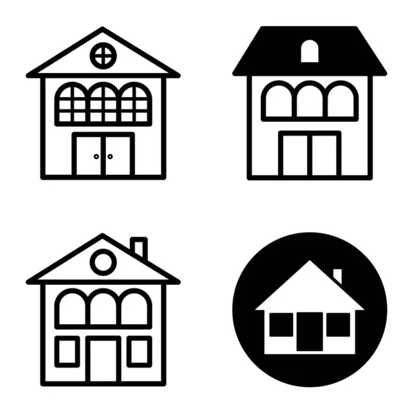 Conjunto Iconos Planos Casas Aisladas Sobre Fondo Blanco — Archivo Imágenes Vectoriales