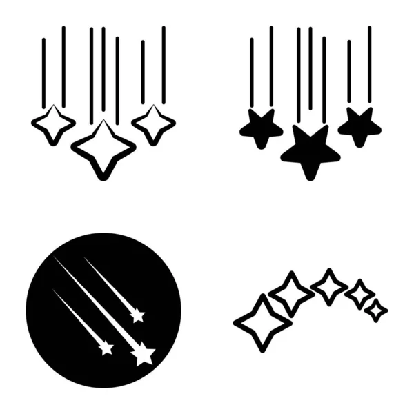 Starfall Flat Icon Set Isolated White Background — ストックベクタ