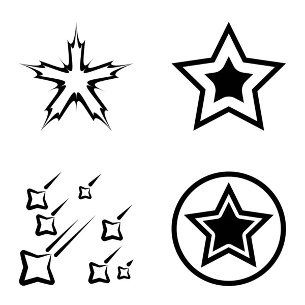 Stars1 2Starfall Icono Plano Conjunto Aislado Sobre Fondo Blanco — Archivo Imágenes Vectoriales