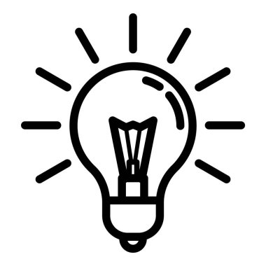 Ampul Fikri Düz Simgesi Beyaz Arkaplanda İzole Edildi