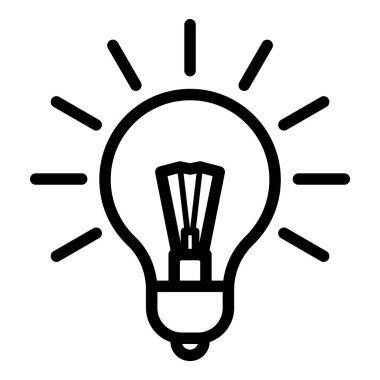 Ampul Fikri Düz Simgesi Beyaz Arkaplanda İzole Edildi