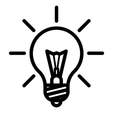 Ampul Fikri Düz Simgesi Beyaz Arkaplanda İzole Edildi