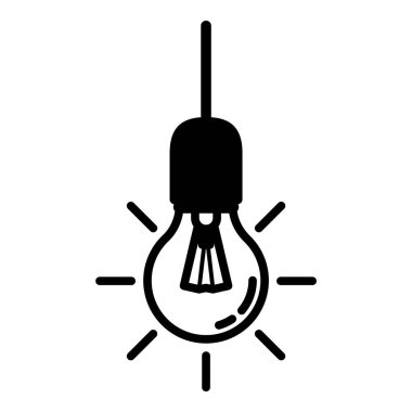 Ampul Fikri Düz Simgesi Beyaz Arkaplanda İzole Edildi