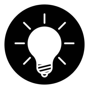 Ampul Fikri Düz Simgesi Beyaz Arkaplanda İzole Edildi