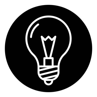 Ampul Fikri Düz Simgesi Beyaz Arkaplanda İzole Edildi