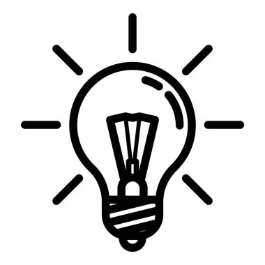 Ampul Fikri Düz Simgesi Beyaz Arkaplanda İzole Edildi