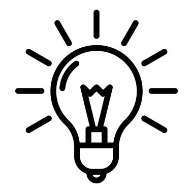 Ampul Fikri Düz Simgesi Beyaz Arkaplanda İzole Edildi