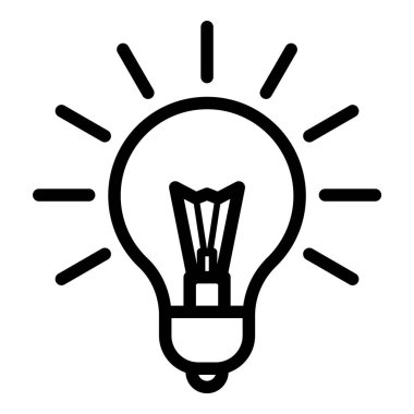 Ampul Fikri Düz Simgesi Beyaz Arkaplanda İzole Edildi