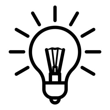 Ampul Fikri Düz Simgesi Beyaz Arkaplanda İzole Edildi