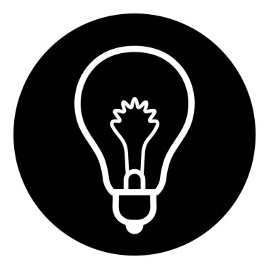 Ampul Fikri Ampul Düz Kabartma Simgesi Beyaz Arkaplanda İzole Edildi