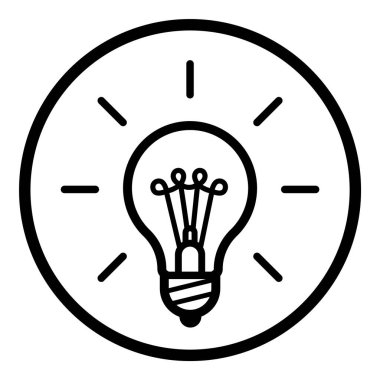 Ampul Fikri Ampulü Parlak Düz Simge Beyaz Arkaplanda İzole Edildi