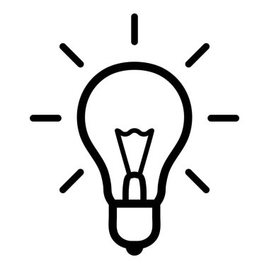 Ampul Fikri Ampulü Parlak Düz Simge Beyaz Arkaplanda İzole Edildi