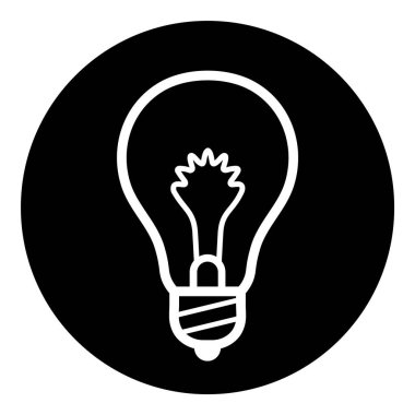 Ampul Fikri Ampul Düz Kabartma Simgesi Beyaz Arkaplanda İzole Edildi