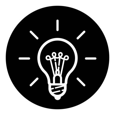 Ampul Fikri Ampul Düz Kabartma Simgesi Beyaz Arkaplanda İzole Edildi