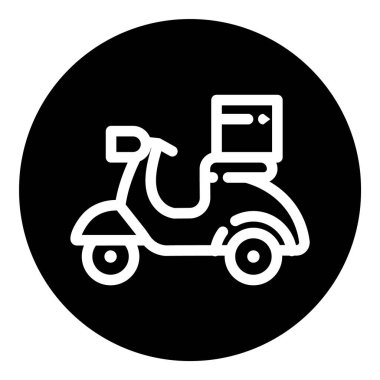 Moped Teslimat Kutusu Kabartma Düz Simgesi Beyaz Arkaplanda İzole Edildi