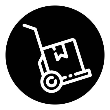 Forklift Yükleyici Taşıma Kabartması Düz Simgesi Beyaz Arkaplanda İzole Edildi