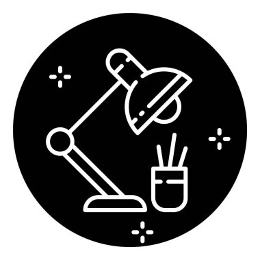 Okul Masası Lambası Düz Simgesi Beyaz Arkaplanda İzole Edildi