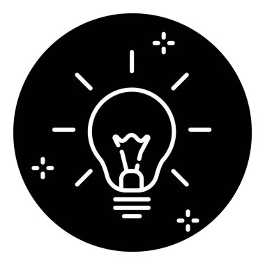 Fikir Ampulü Parlak Düz Simge Beyaz Arkaplanda İzole Edildi