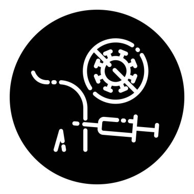 Beyaz arkaplanda izole edilmiş Virüs Düz Simgesine Aşı