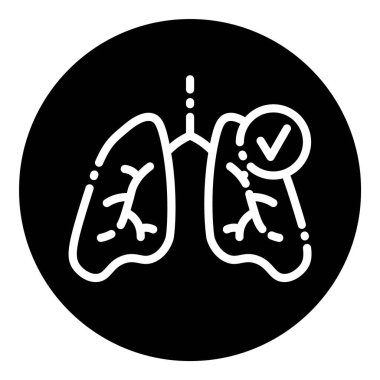 Akciğerler Tamam Bronşiyal Florografi Düz Simge Beyaz Arkaplanda İzole Edildi