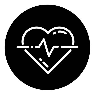 Kalp Nabzı Düz Simge Simgesi Beyaz Arkaplanda İzole Edildi