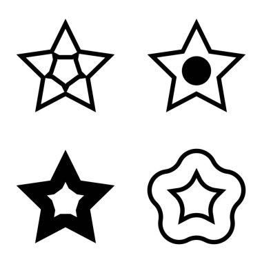 Yıldız Düz Simgesi Seti Beyaz Arkaplanda Ayrı Tutuldu