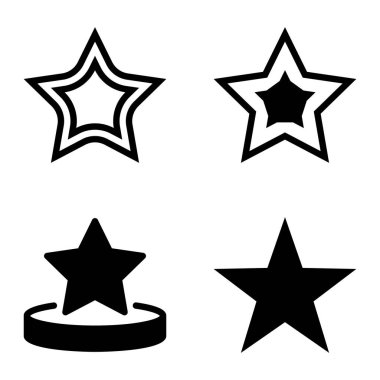 Yıldız Düz Simgesi Seti Beyaz Arkaplanda Ayrı Tutuldu