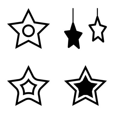 Yıldız Düz Simgesi Seti Beyaz Arkaplanda Ayrı Tutuldu