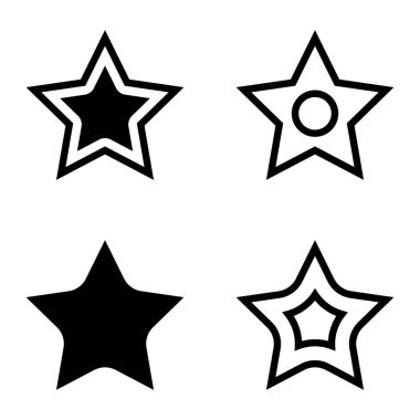 Yıldız Düz Simgesi Seti Beyaz Arkaplanda Ayrı Tutuldu