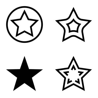 Yıldız Düz Simgesi Seti Beyaz Arkaplanda Ayrı Tutuldu