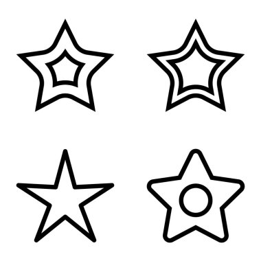 Yıldız Düz Simgesi Seti Beyaz Arkaplanda Ayrı Tutuldu