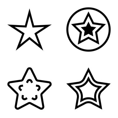 Yıldız Düz Simgesi Seti Beyaz Arkaplanda Ayrı Tutuldu