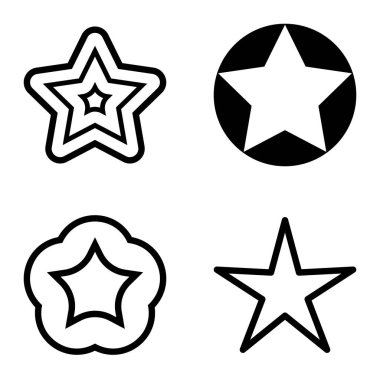 Yıldız Düz Simgesi Seti Beyaz Arkaplanda Ayrı Tutuldu