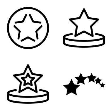 Yıldız Düz Simgesi Seti Beyaz Arkaplanda Ayrı Tutuldu