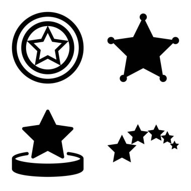 Yıldız Düz Simgesi Seti Beyaz Arkaplanda Ayrı Tutuldu