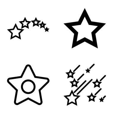 Yıldız Düz Simgesi Seti Beyaz Arkaplanda Ayrı Tutuldu